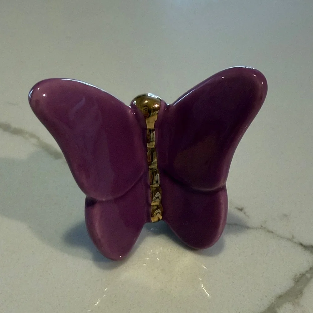 Nora Fleming Purple Butterfly Mini with Gold Accents - Picture 3 of 3